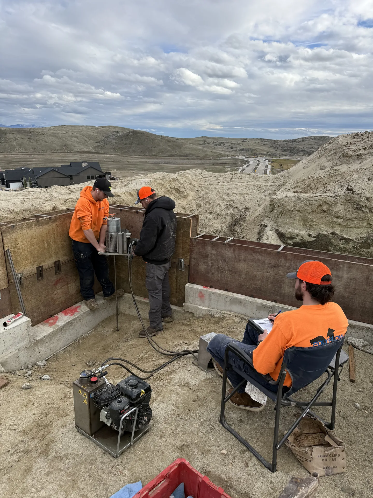Penetrometer soil-resistance testing at a Poly Flow jobsite, the type of on-site evaluation used for properties in Eagle