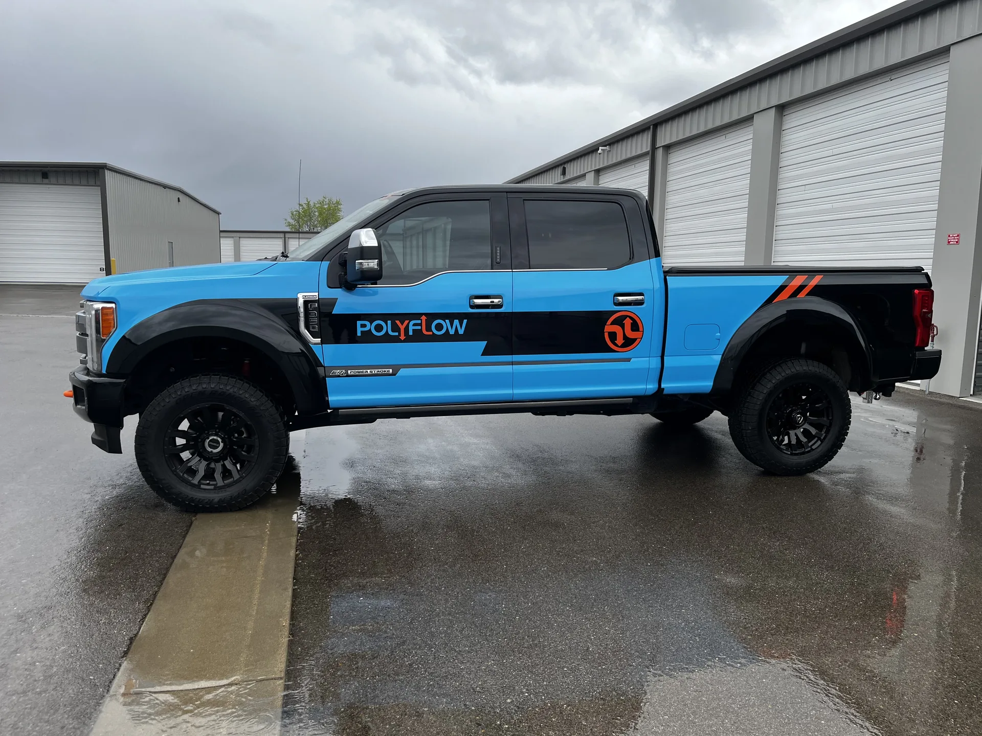Poly Flow wrapped service pickup truck, side view